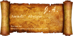 Jankó Alvina névjegykártya